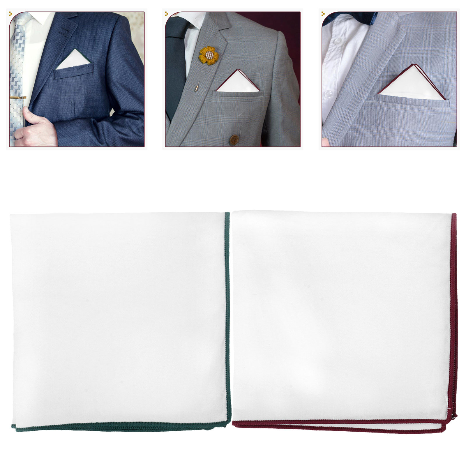 Handkerchief Cotton Men - 2 pañuelos de bolsillo de algodón
