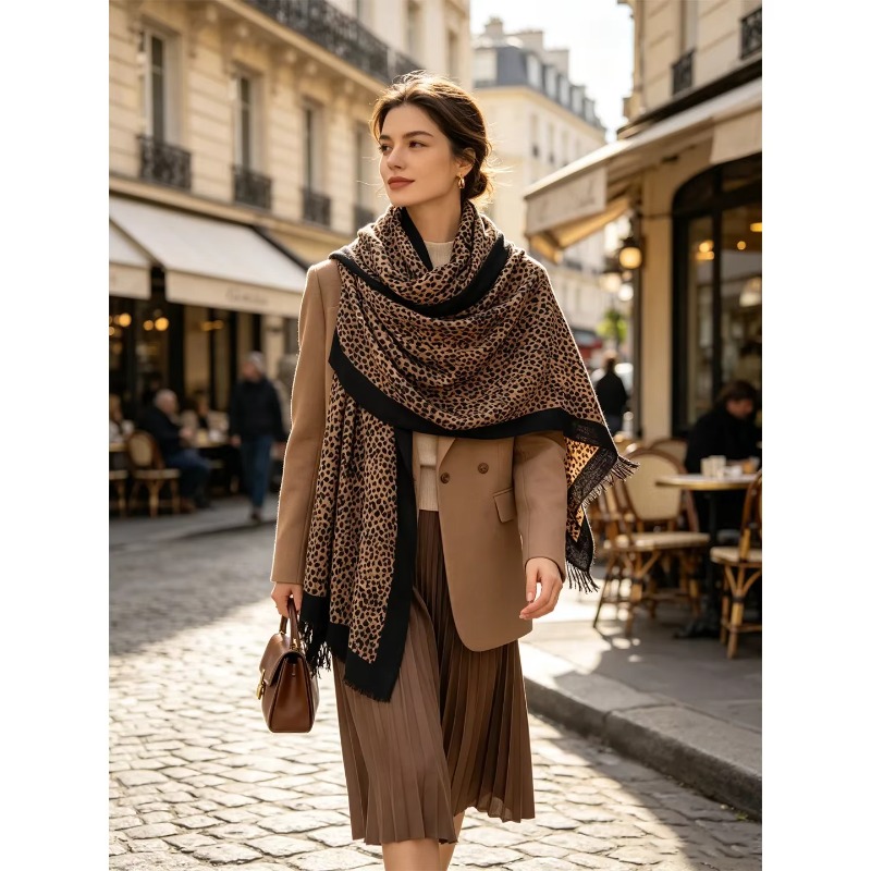Bufanda con flecos de lana 100 - Pashmina Wrap Large reseña y precio
